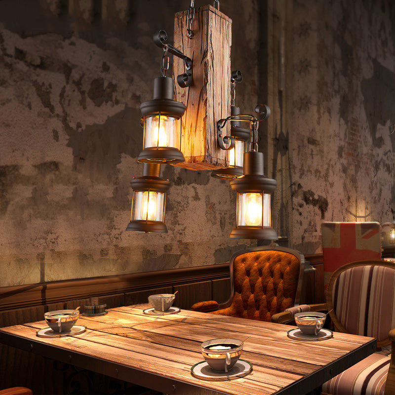 4 Lichter Retro Pendelleuchte Industrielle Loft Bar Hängeleuchte
