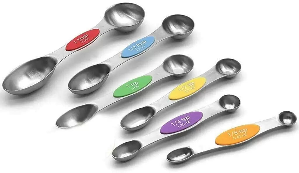 6 Messlöffel-Metall-farbig-Edelstahl-doppelseitig