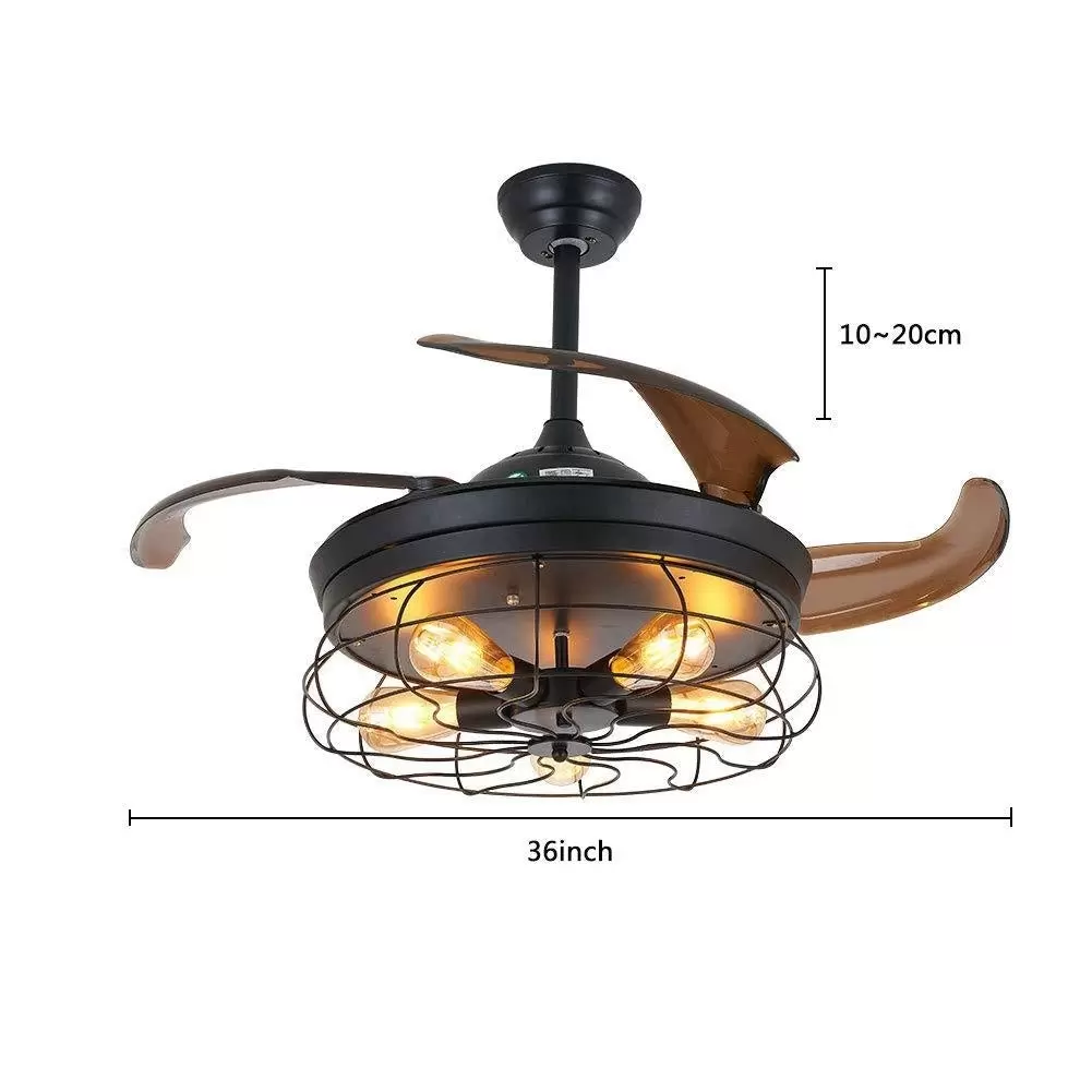 36 Zoll Deckenventilator 40W Industrie LED Licht Fan Deckenleuchte Dimmbare Modern Deckenlamp
