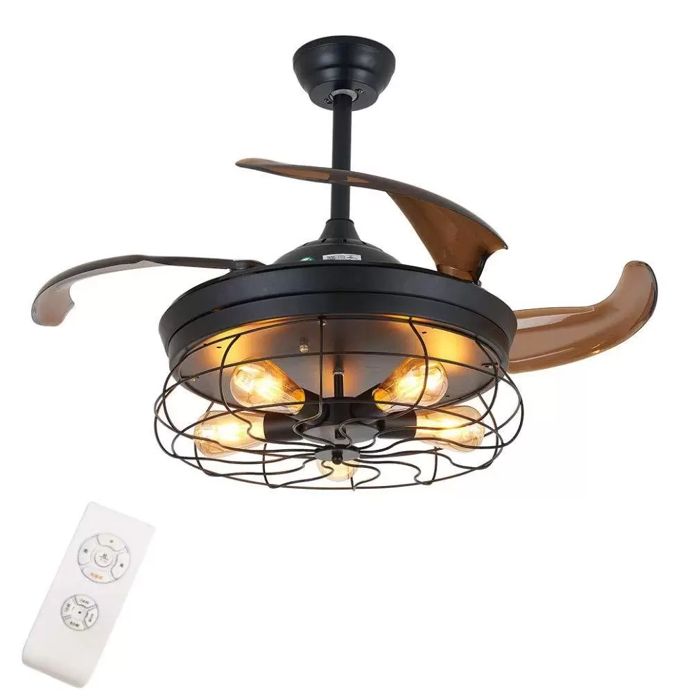 36 Zoll Deckenventilator 40W Industrie LED Licht Fan Deckenleuchte Dimmbare Modern Deckenlamp