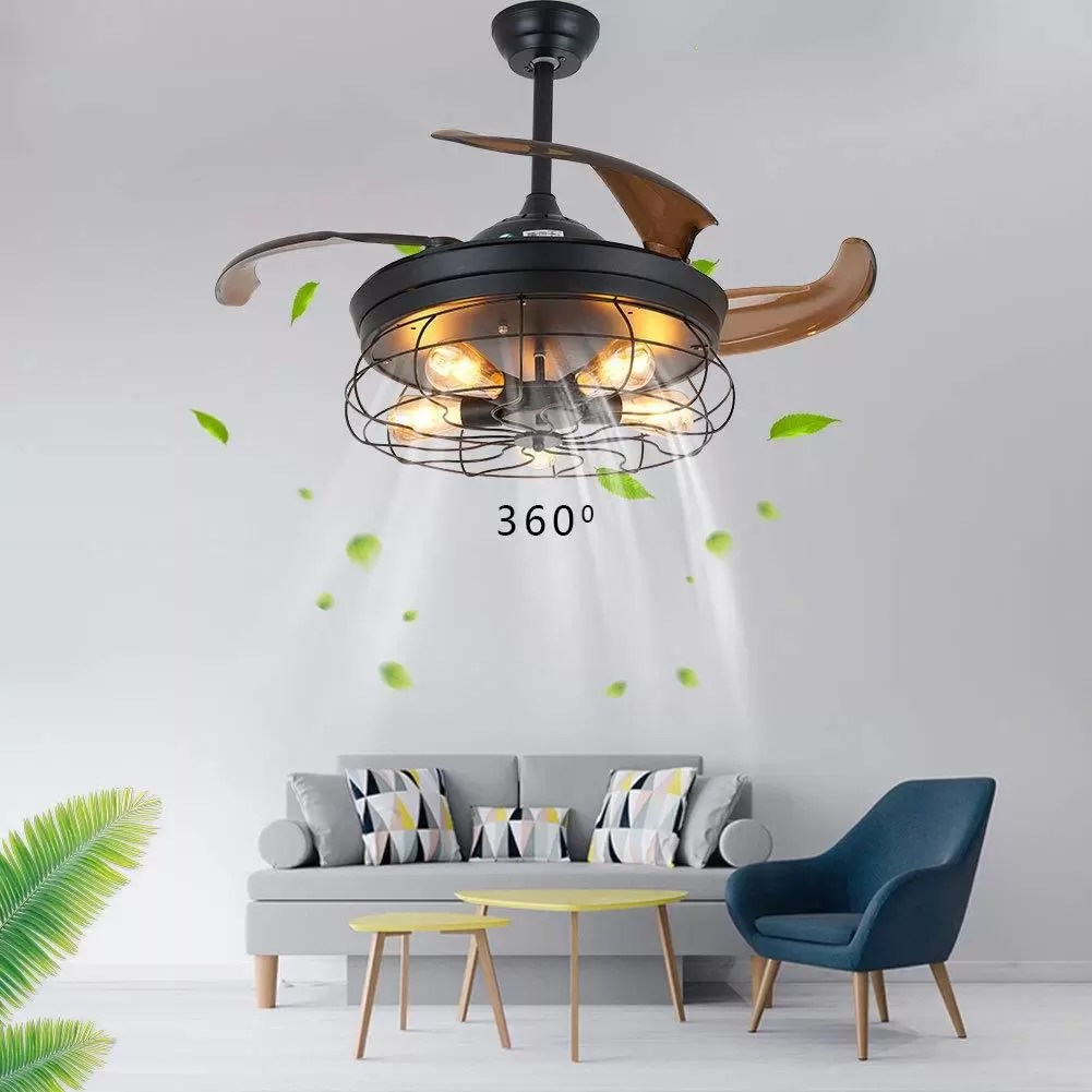 36 Zoll Deckenventilator 40W Industrie LED Licht Fan Deckenleuchte Dimmbare Modern Deckenlamp