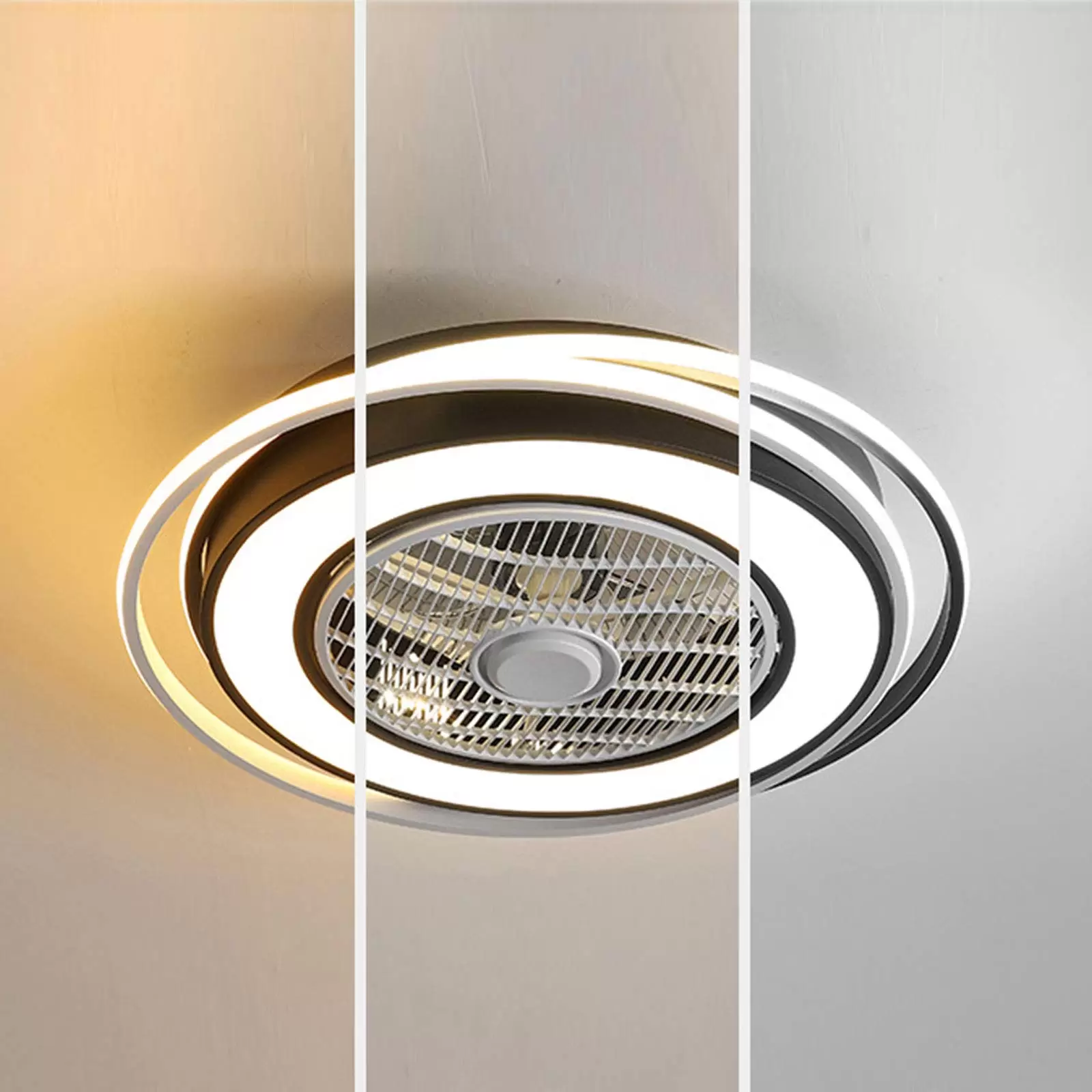23 Zoll LED Licht Deckenleuchte + Fernbedienung 3 Farben Deckenventilator 3 Einstellbare Windgeschwindigkeit