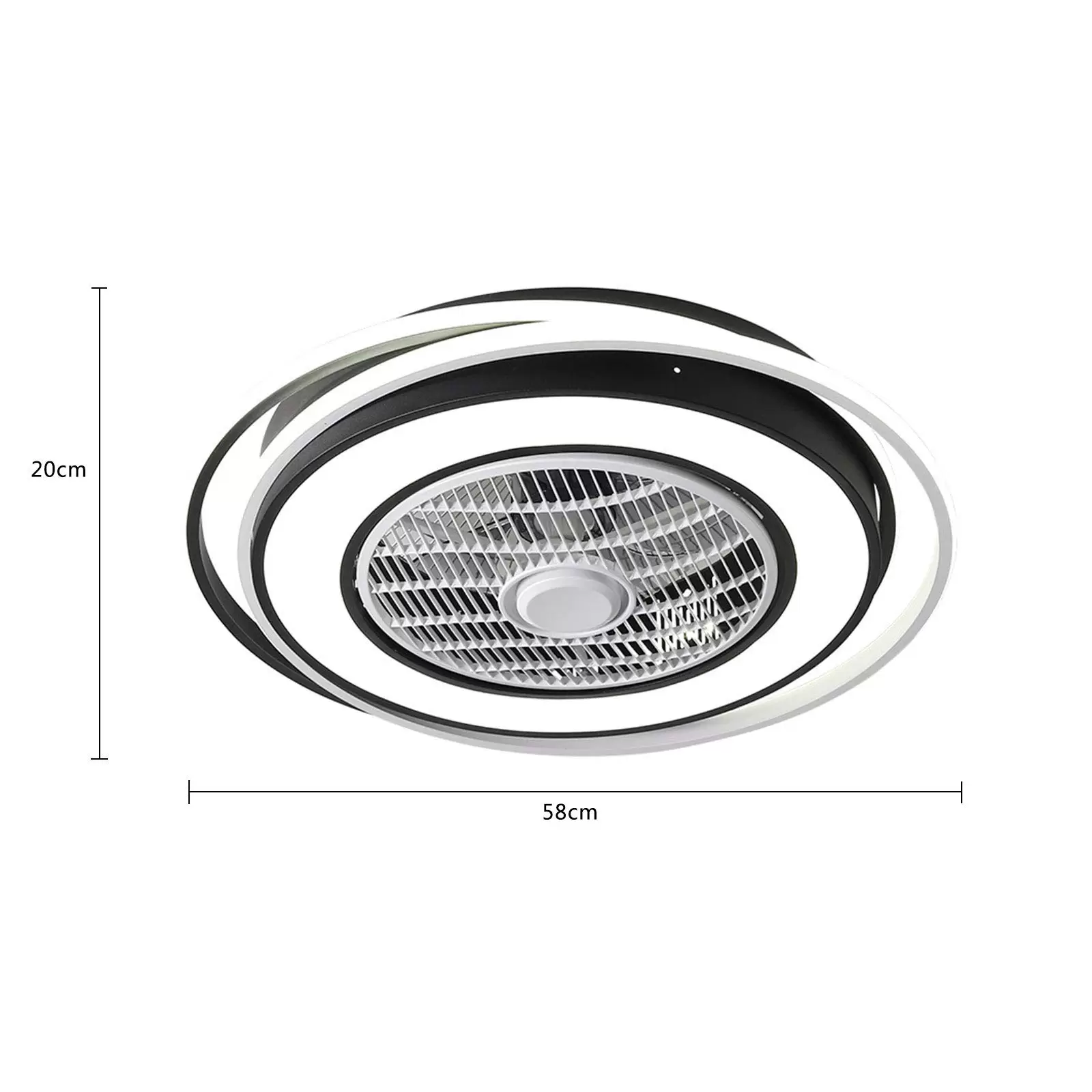 23 Zoll LED Licht Deckenleuchte + Fernbedienung 3 Farben Deckenventilator 3 Einstellbare Windgeschwindigkeit
