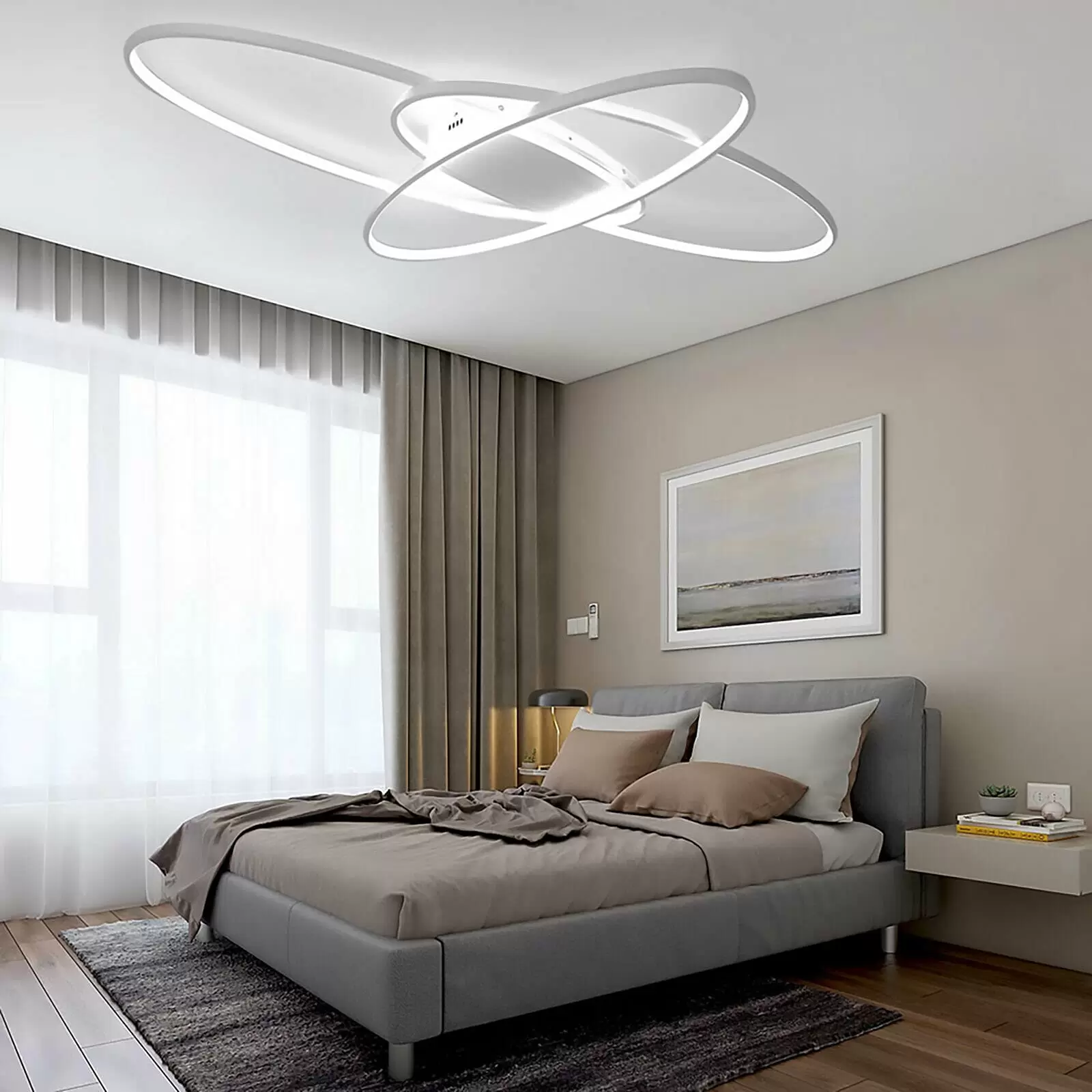 Deckenleuchte Dimmbar LED 3 Ring Kronleuchter Moderne Beleuchtung Dekor Lampe 70W Weiß Deckenleuchte Dimmbar LED 3 Ring Kronleuchter Moderne Beleuchtung Dekor Lampe 70W Weiß