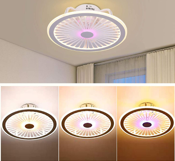 18.5 Zoll Deckenventilator mit Licht Lüfter Lampe Rosa LED Licht Chandelier