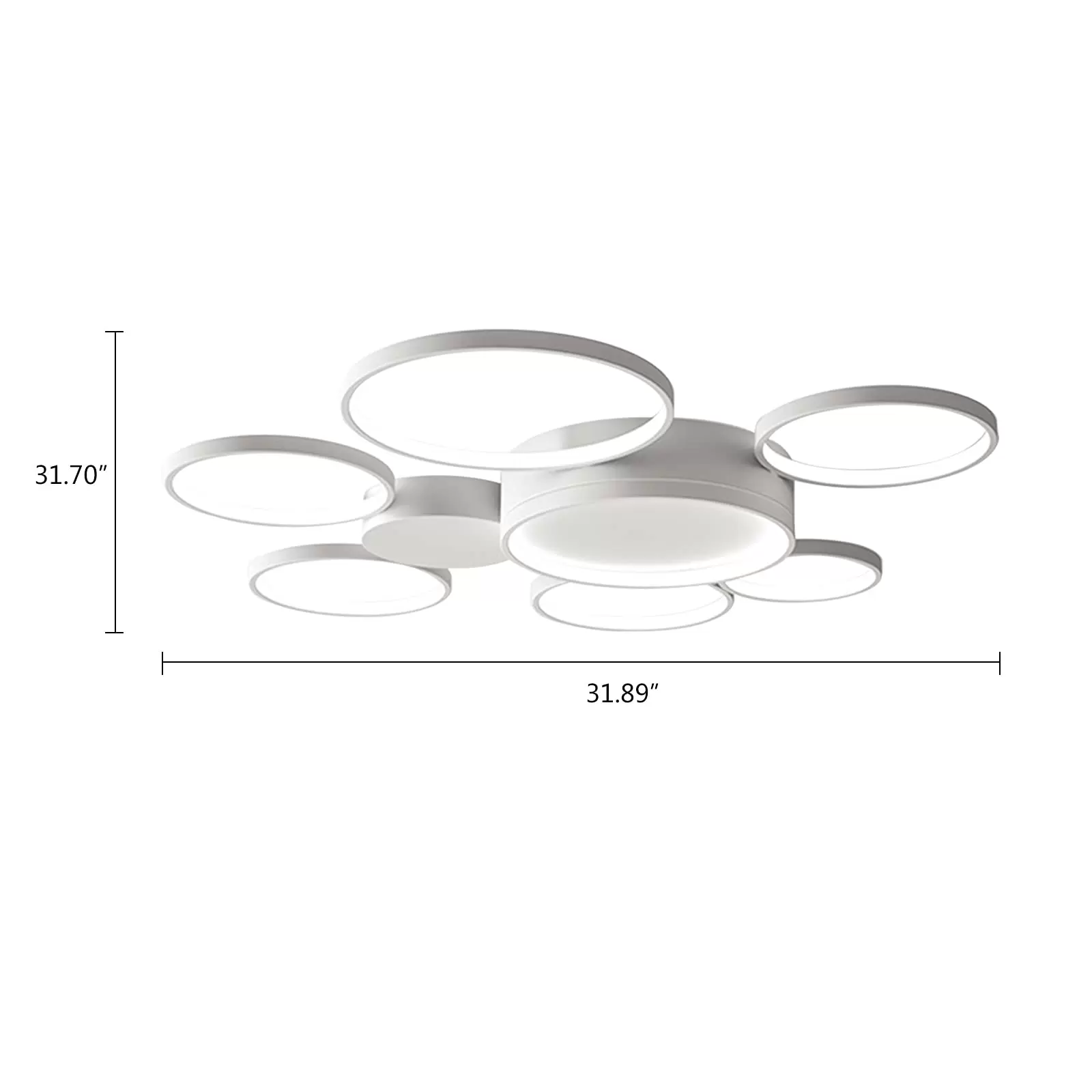 Moderne Kreativität LED Deckenleuchte mit 7 Ringen Mit der Fernbedienung Schwarz