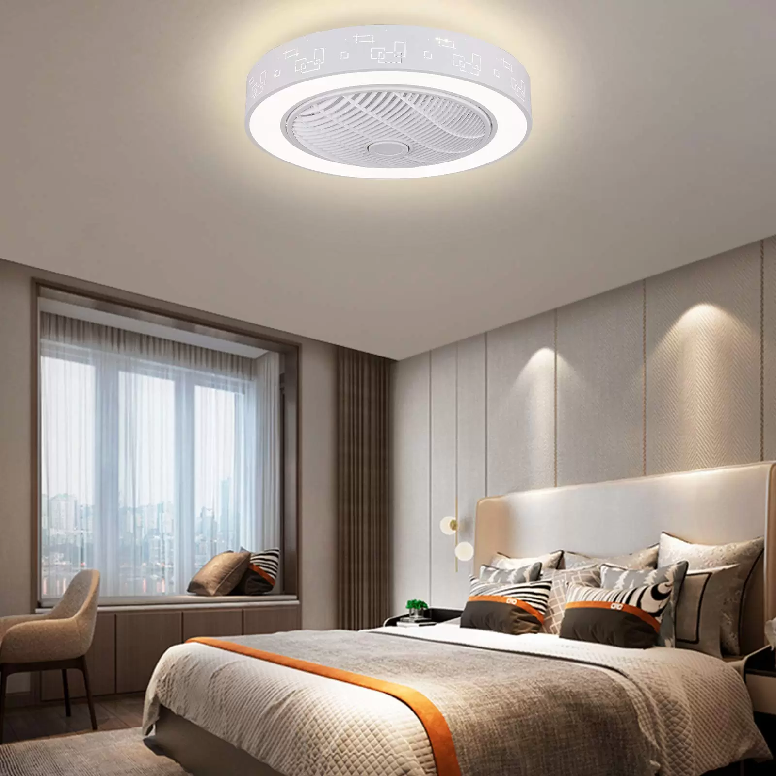 Deckenventilator mit Beleuchtung und Fernbedienung, 23 Zoll Moderne Leise Ventilator Lampe