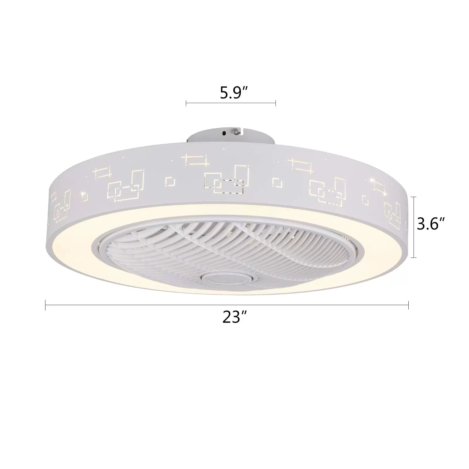 Deckenventilator mit Beleuchtung und Fernbedienung, 23 Zoll Moderne Leise Ventilator Lampe