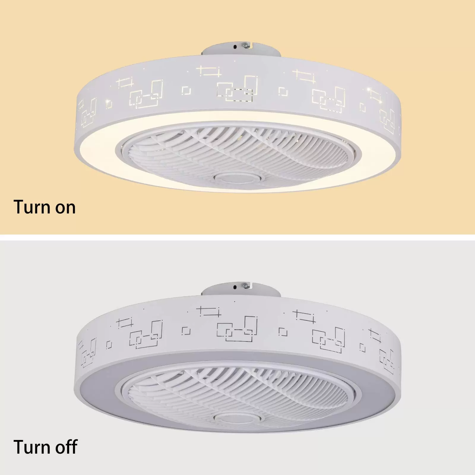 Deckenventilator mit Beleuchtung und Fernbedienung, 23 Zoll Moderne Leise Ventilator Lampe