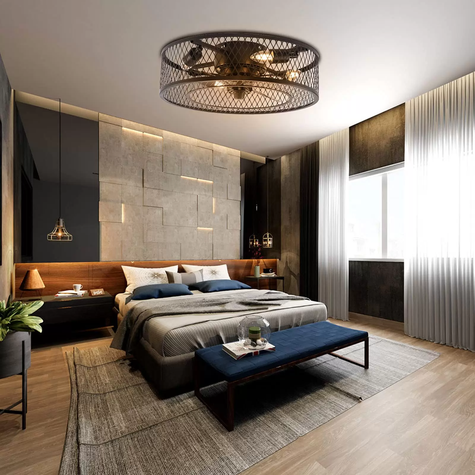 LED Deckenventilator mit Leuchte und Fernbedienung Timer Einstellbar 3 Geschwindigkeit Leise Ventilator für Wohnzimmer