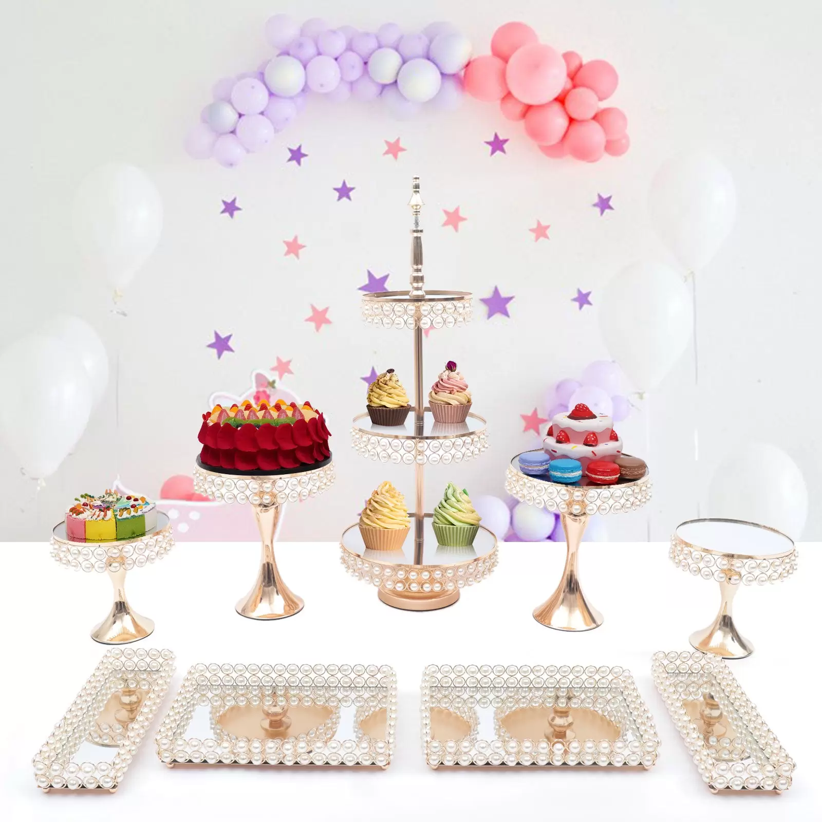 Tortenplatte Gold 3 Etagen Runde 9 Stück Tortenständer Set Kristall Hochzeitstorte Tablet Party Kuchenplatte Vintage Cupcake Tortenplatte Gold 3 Etagen Runde 9 Stück Tortenständer Set Kristall Hochzeitstorte Tablet Party Kuchenplatte Vintage Cupcake