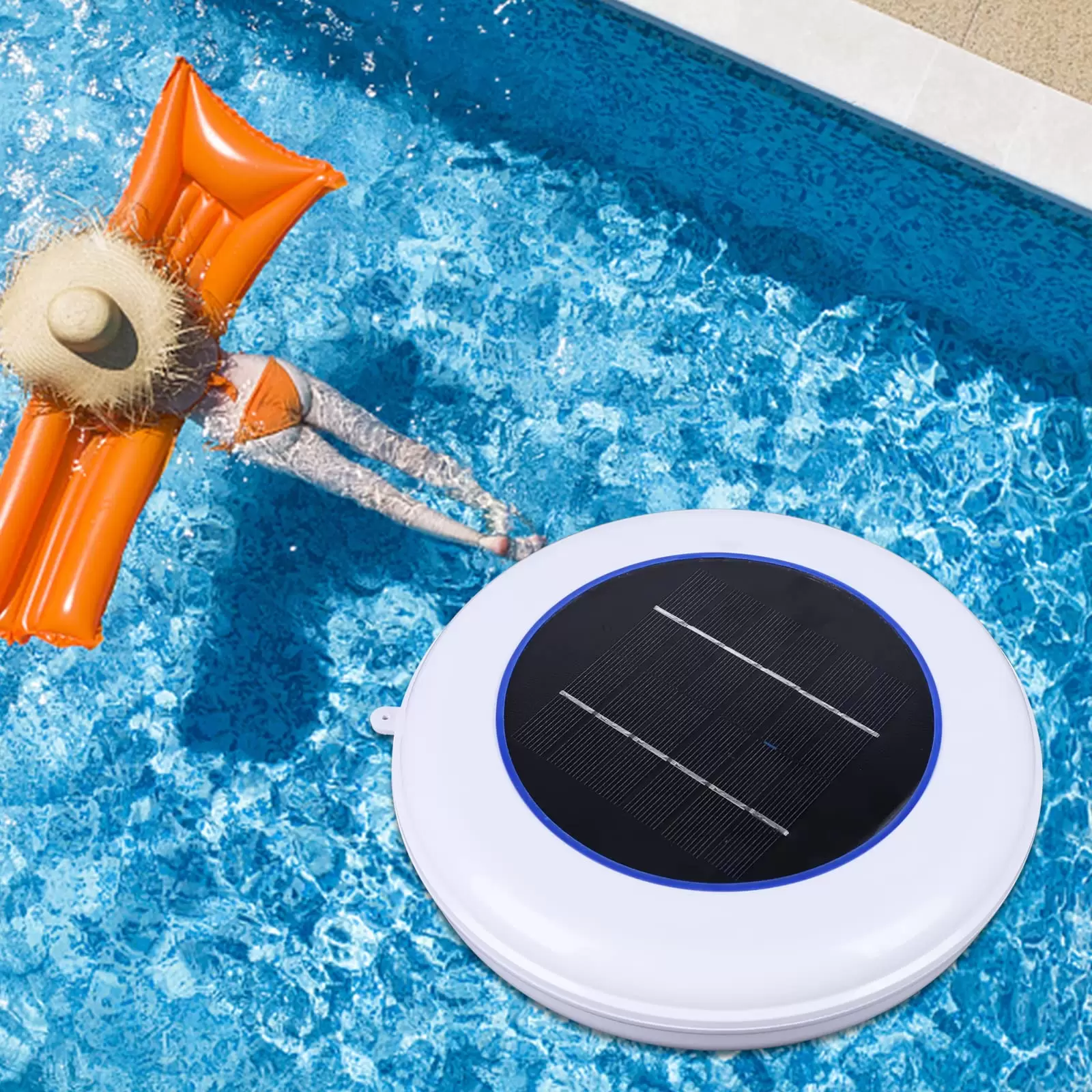 Solar Pool Ionisator, Silber Ionen Schwimmbad Reiniger Wasserreinigung mit Reinigungsbürste