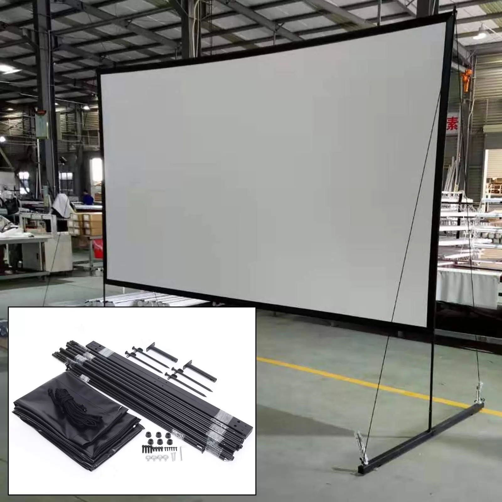 150 Zoll Projektionswand Tragbare Dia Leinwand Beamer 16: 9 Mobile Stativleinwand mit Ständer