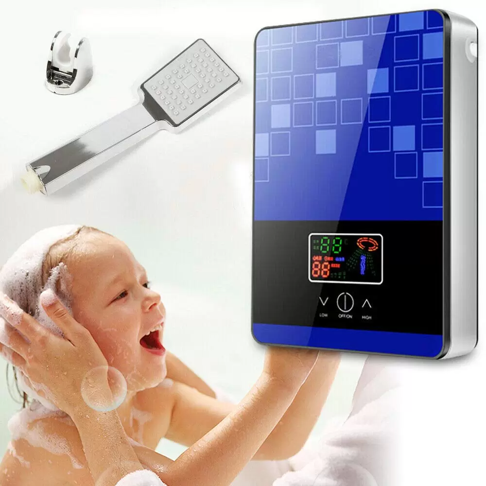 6500W Digital Sofortige Warmwasserbereiter Eingestellt Dusche Set Blau