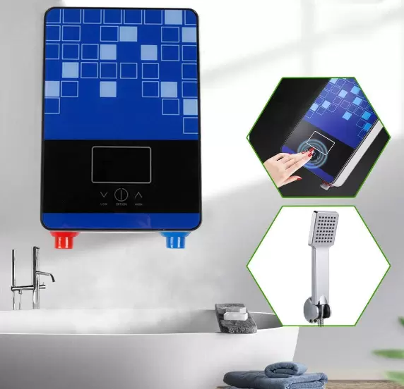 6500W Digital Sofortige Warmwasserbereiter Eingestellt Dusche Set Blau