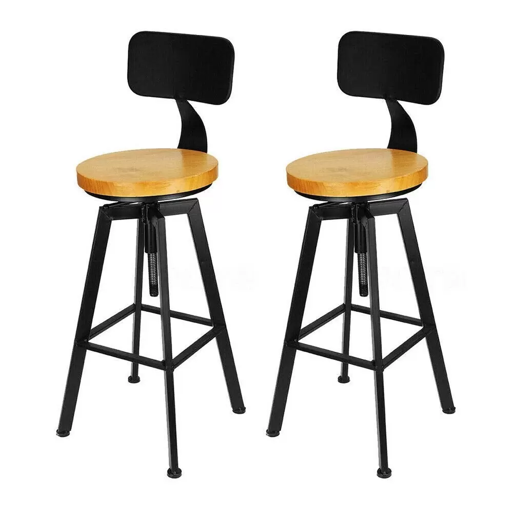2er Barhocker Barstühle mit Fußstütze Vintage Frühstücksbar