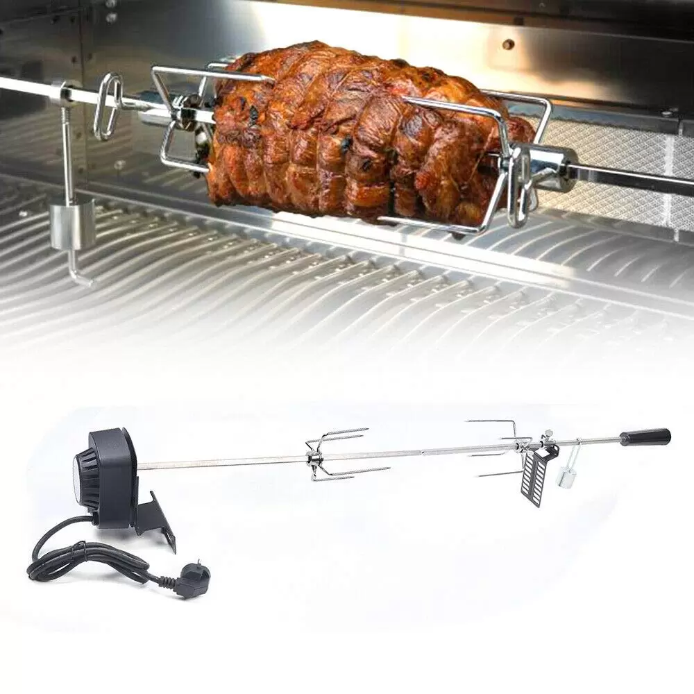 220V BBQ Grillspieß mit Edelstahl Motor Rotisserie Drehspieß Gasgrill Set