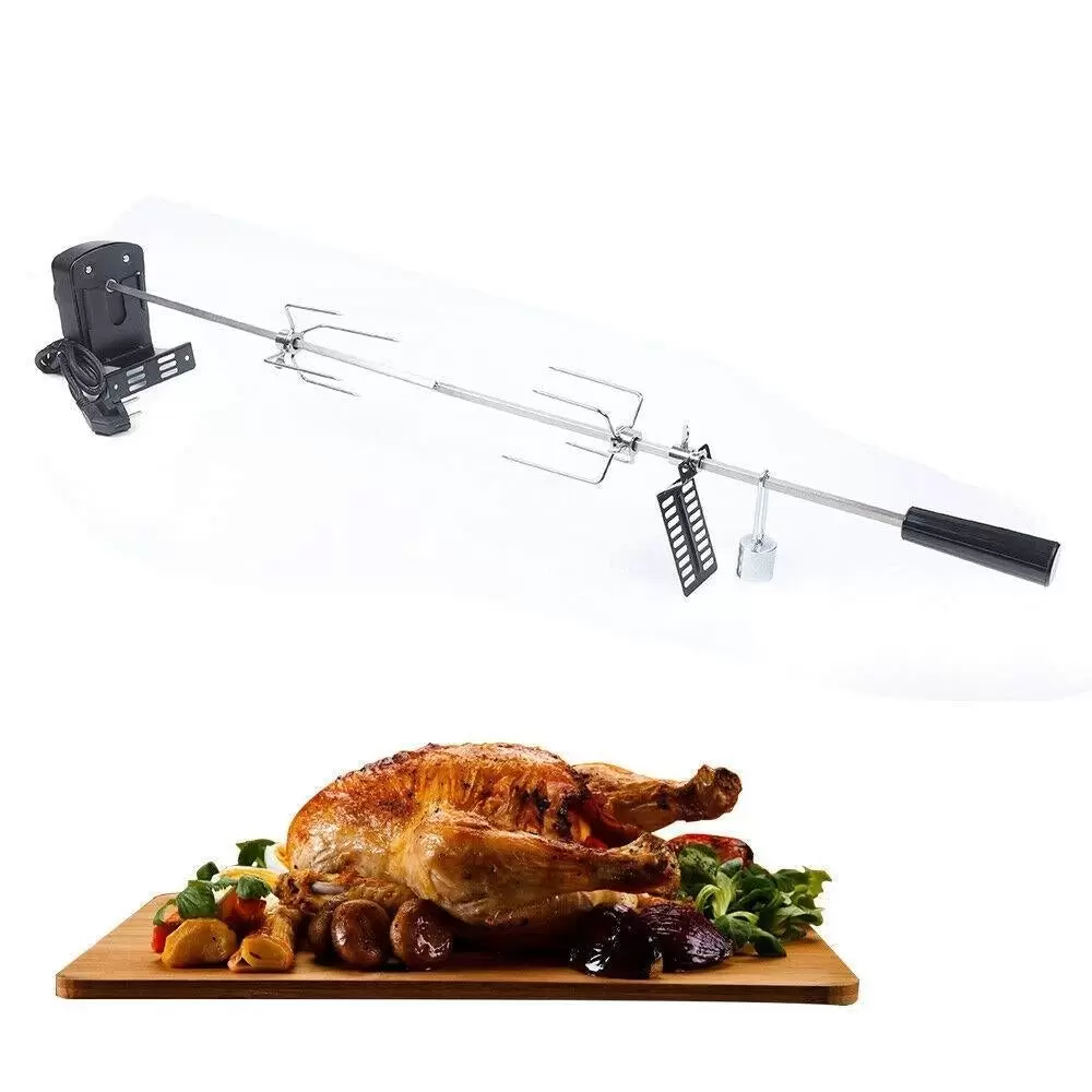 220V BBQ Grillspieß mit Edelstahl Motor Rotisserie Drehspieß Gasgrill Set