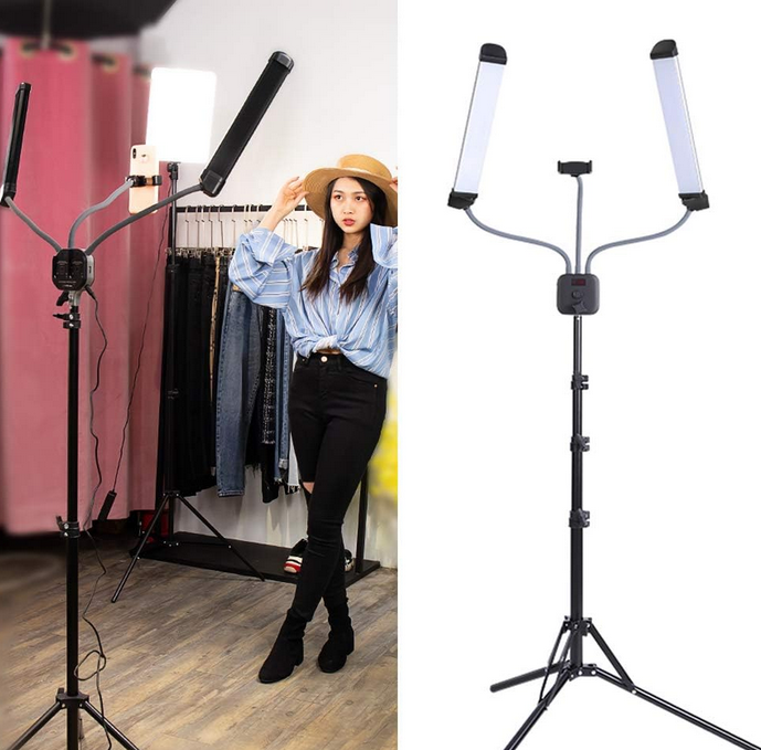Led Lampe Mit Handyhalter Und Teleskopstativ