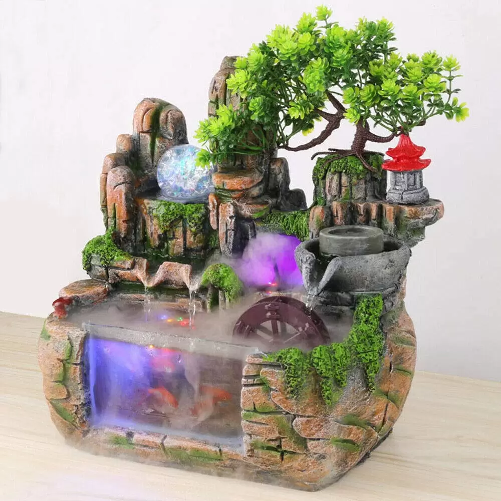 Rockery Waterscape mit Zerstäubungseffekt und Farbwechsel Led Beleuchtung Rockery Waterscape mit Zerstäubungseffekt und Farbwechsel Led Beleuchtung