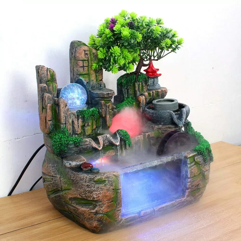 Rockery Waterscape mit Zerstäubungseffekt und Farbwechsel Led Beleuchtung Rockery Waterscape mit Zerstäubungseffekt und Farbwechsel Led Beleuchtung