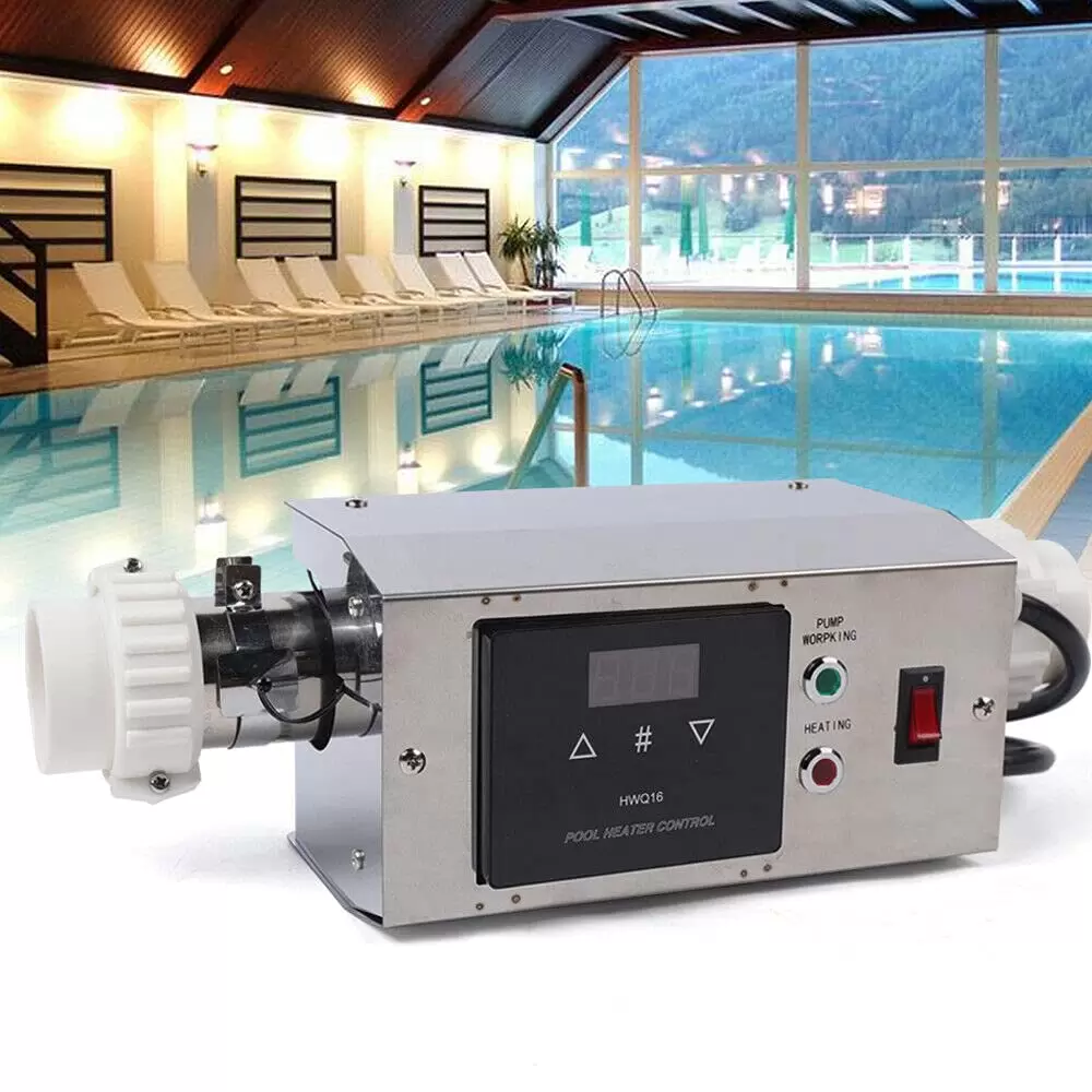 3KW Poolheizung Edelstahl Elektrisch Schwimmbadheizung Poolheizung Thermostat  Elektrische Heizung Swimmingpool