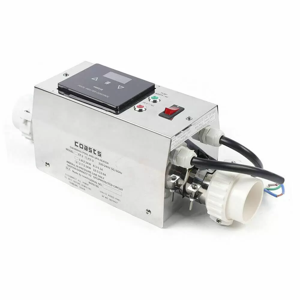 3KW Poolheizung Edelstahl Elektrisch Schwimmbadheizung Poolheizung Thermostat  Elektrische Heizung Swimmingpool