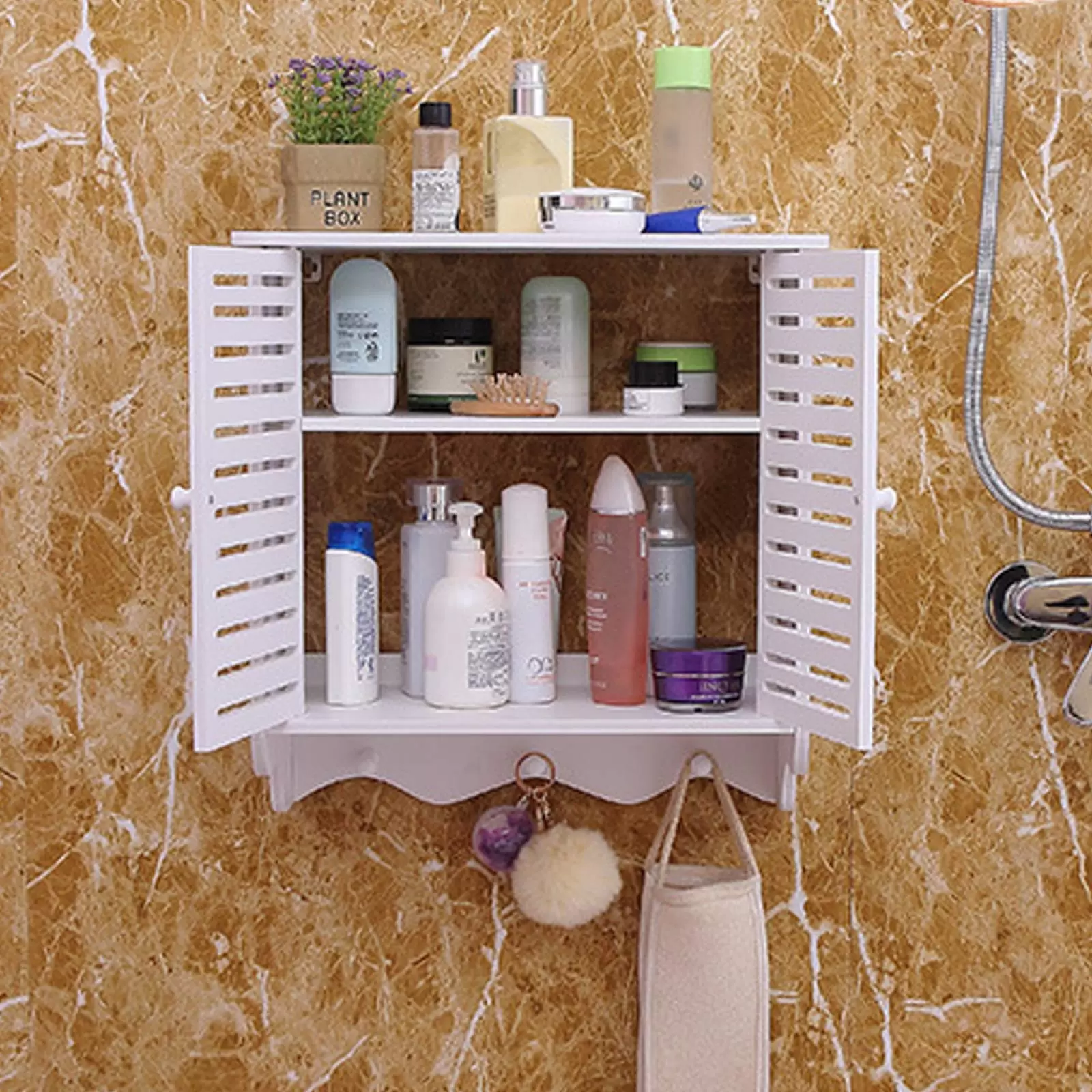 Bad Organizer Kosmetik Regal Wandregal 2-Tier Weiß Badezimmer Aufbewahrung Bad Organizer Kosmetik Regal Wandregal 2-Tier Weiß Badezimmer Aufbewahrung