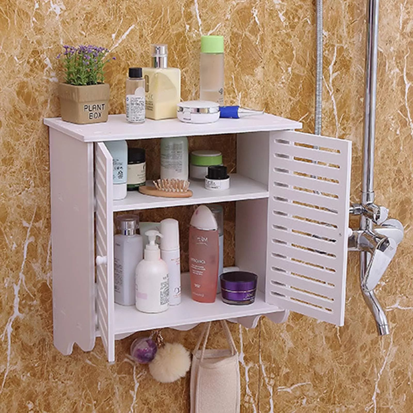 Bad Organizer Kosmetik Regal Wandregal 2-Tier Weiß Badezimmer Aufbewahrung Bad Organizer Kosmetik Regal Wandregal 2-Tier Weiß Badezimmer Aufbewahrung