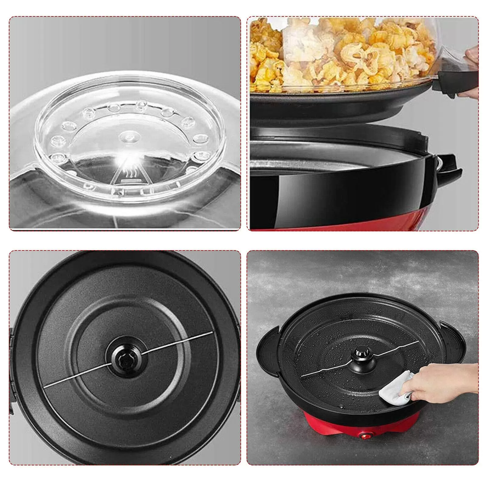 5 L Profi-Popcornmaschine 850W Heißöl Popcorn Maschine Maker Rot 220V