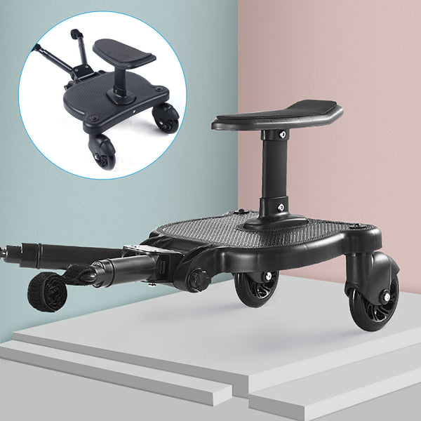 Kinderwagenbrett mit Halterung und Befestigung, Rollbretter mit 360-Grad-Rad, abnehmbarer und montierter Sitz