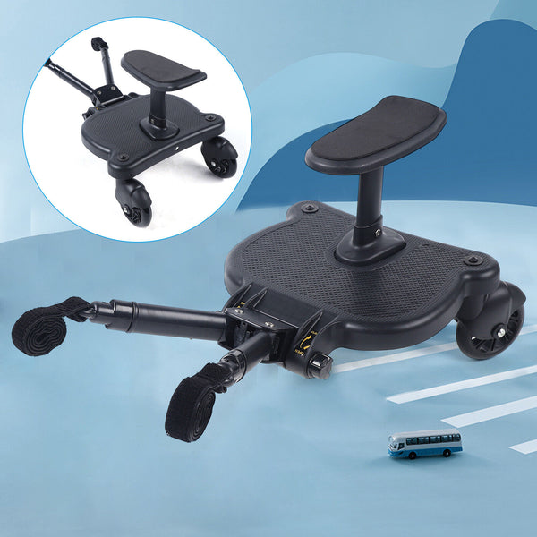 Kinderwagenbrett mit Halterung und Befestigung, Rollbretter mit 360-Grad-Rad, abnehmbarer und montierter Sitz