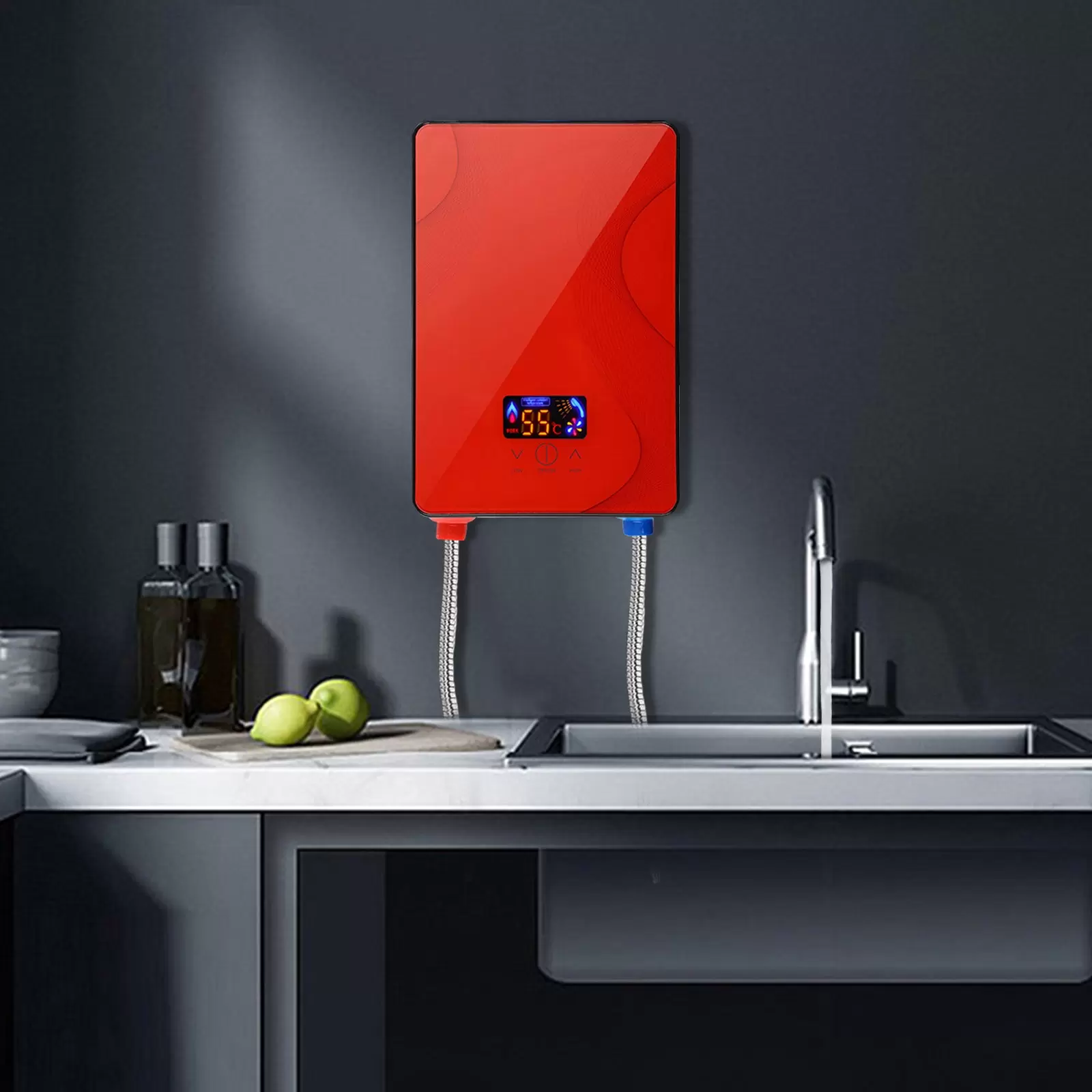 6500W Elektrischer Durchlauferhitzer Tankless Digital Warmwasserbereiter mit Übertemperaturschutz 6500W Elektrischer Durchlauferhitzer Tankless Digital Warmwasserbereiter mit Übertemperaturschutz