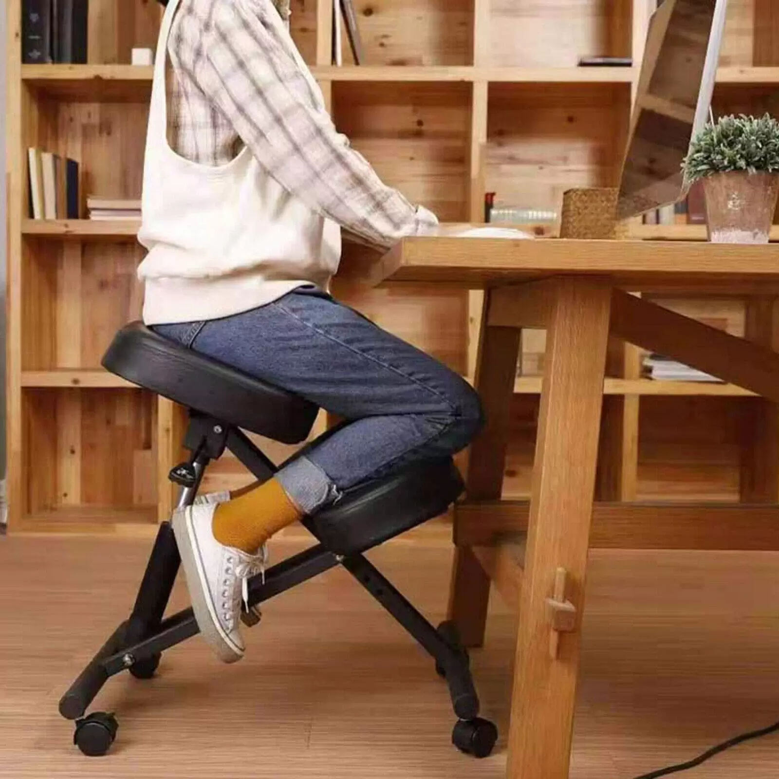 Ergonomischer Kniender Stuhl Höhenverstellbarer Hocker Kniender Chair mit Rollen