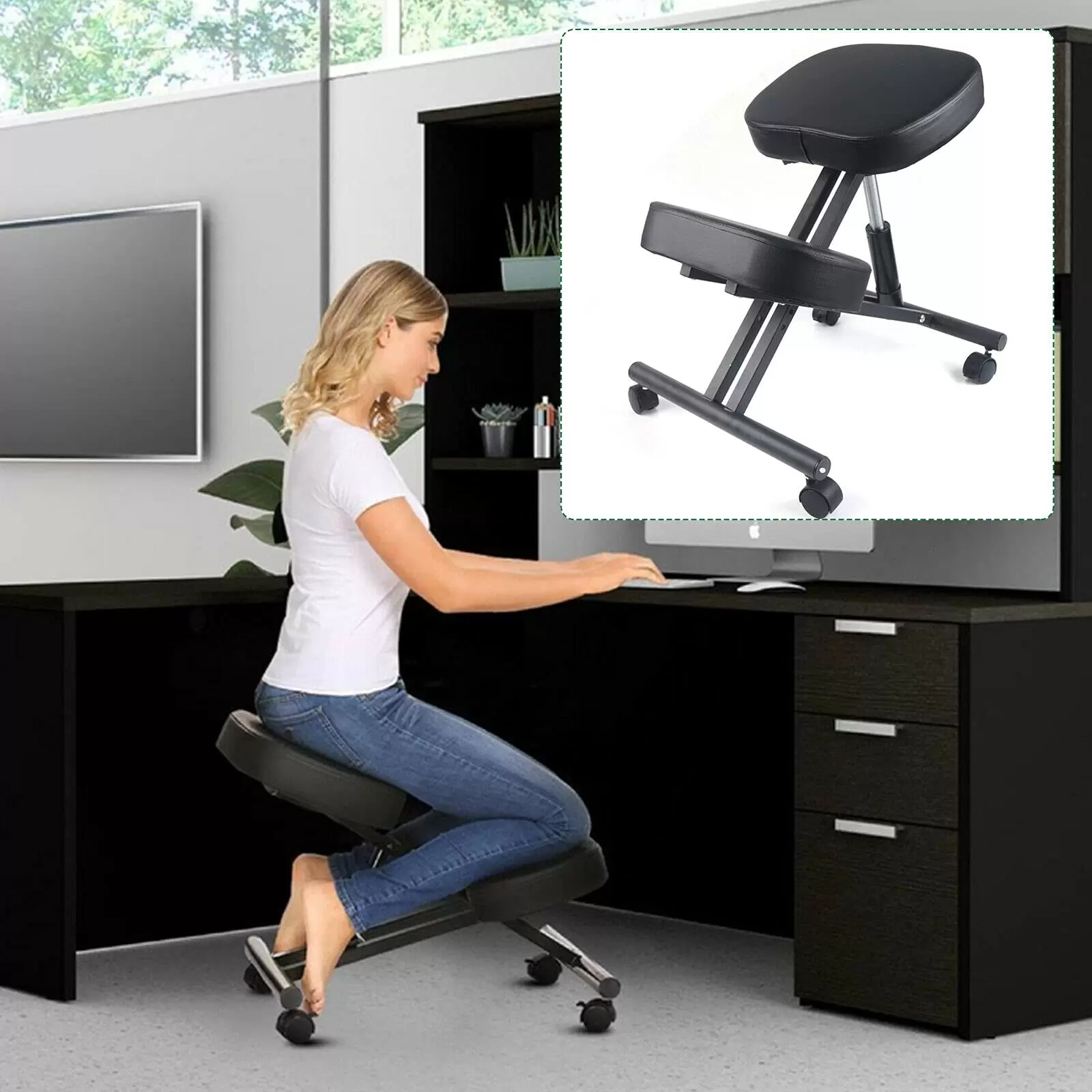 Ergonomischer Kniender Stuhl Höhenverstellbarer Hocker Kniender Chair mit Rollen Ergonomischer Kniender Stuhl Höhenverstellbarer Hocker Kniender Chair mit Rollen