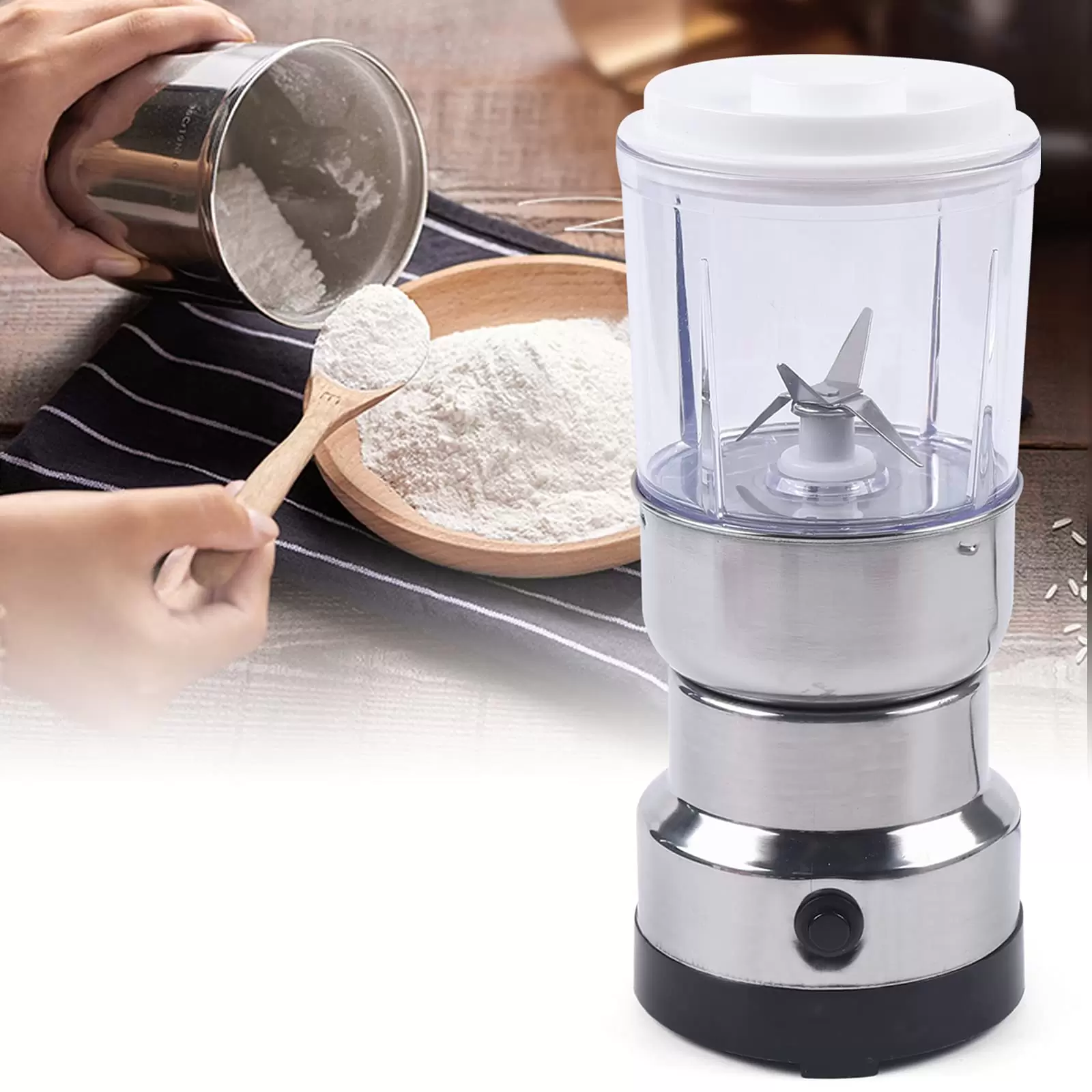 CNCEST Elektrische Getreidemühle aus rostfreiem Stahl Kräuterpulverisierer für Kaffeebohnen Nüsse CNCEST Elektrische Getreidemühle aus rostfreiem Stahl Kräuterpulverisierer für Kaffeebohnen Nüsse