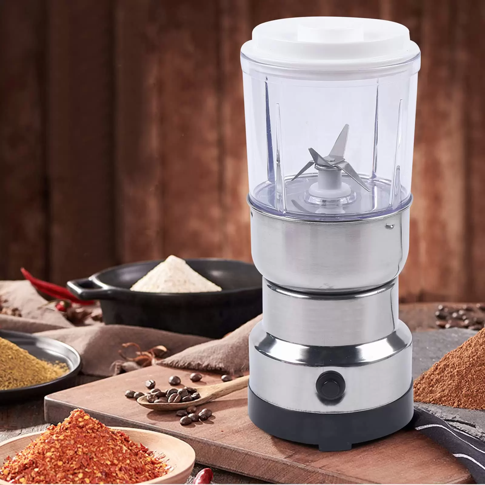 CNCEST Elektrische Getreidemühle aus rostfreiem Stahl Kräuterpulverisierer für Kaffeebohnen Nüsse CNCEST Elektrische Getreidemühle aus rostfreiem Stahl Kräuterpulverisierer für Kaffeebohnen Nüsse