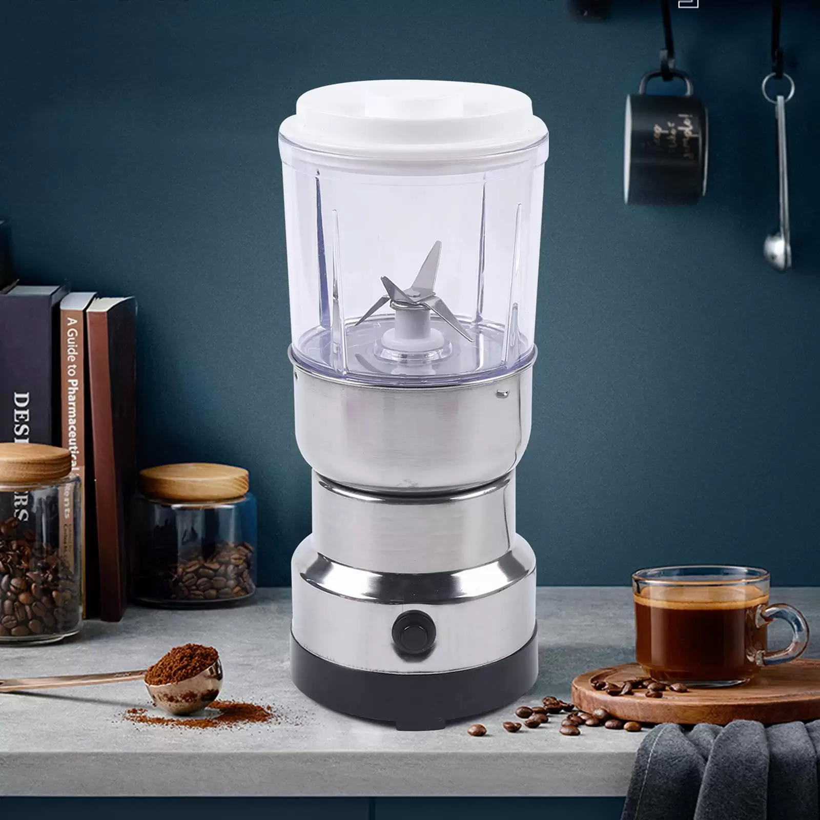CNCEST Elektrische Getreidemühle aus rostfreiem Stahl Kräuterpulverisierer für Kaffeebohnen Nüsse CNCEST Elektrische Getreidemühle aus rostfreiem Stahl Kräuterpulverisierer für Kaffeebohnen Nüsse