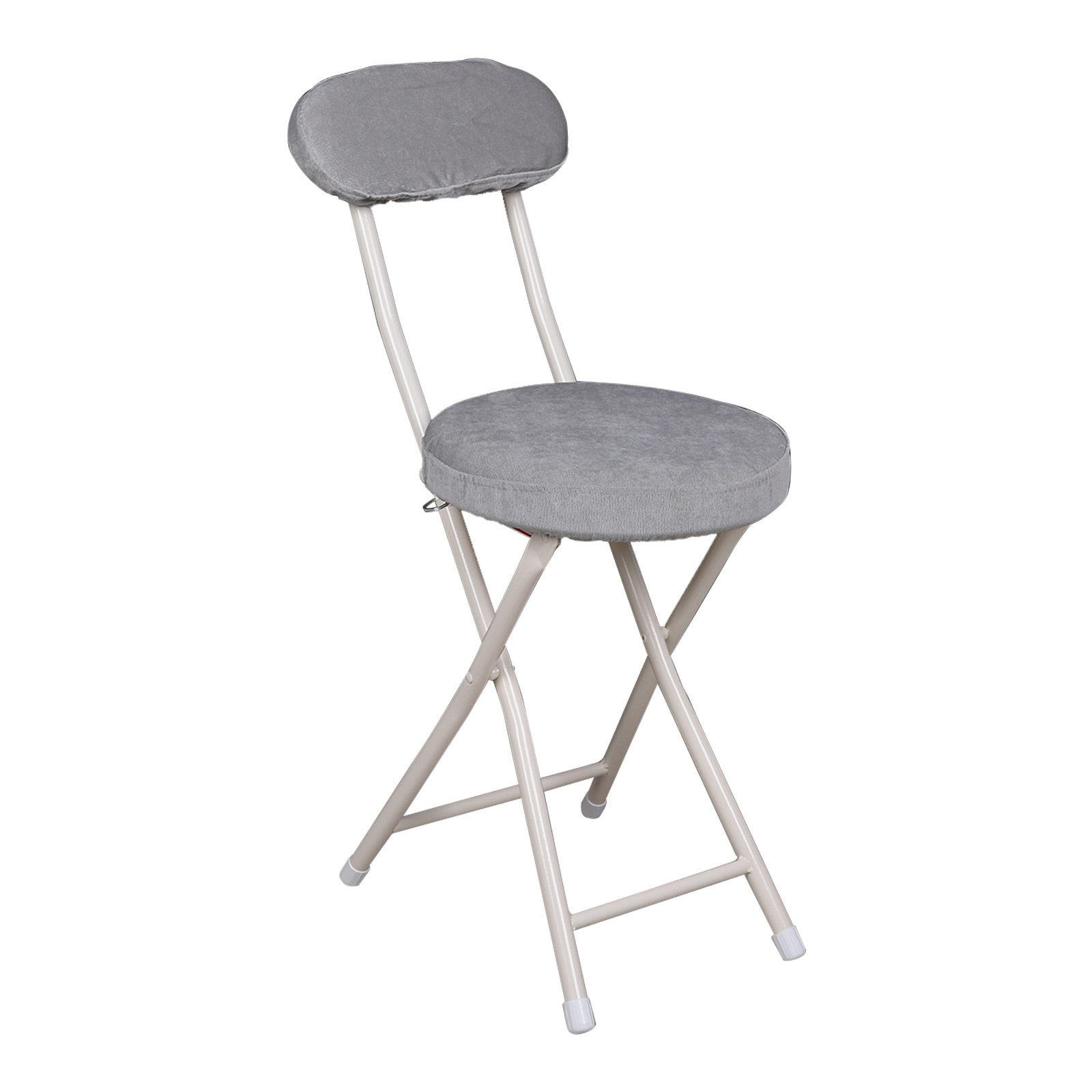 CNCEST Klapphocker Barhocker Runder Wohnheimhocker Freizeitklapphocker mit Abnehmbarem Stoffbezug mit Rückenlehne Grau