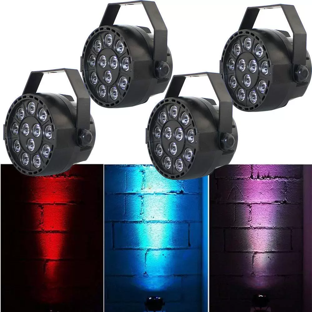 LED Bühnenlicht Par Scheinwerfer DMX512 12LED RGBW für Stage Lights Disco DJ Party Show Bar(4 stück)