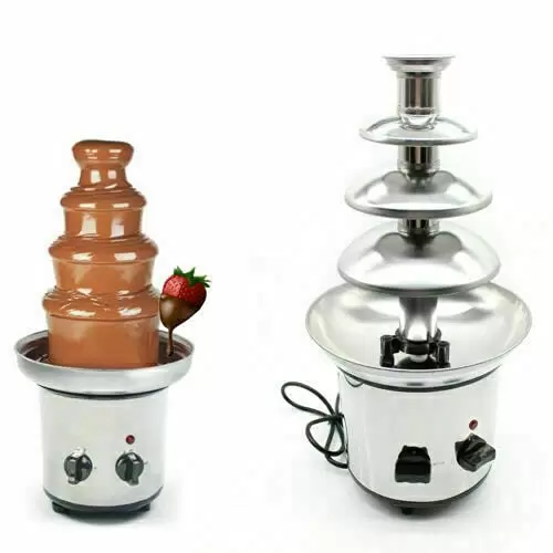 4-Tier Edelstahl Schokoladenbrunnen 170W Partybrunnen Schokoladenfondue