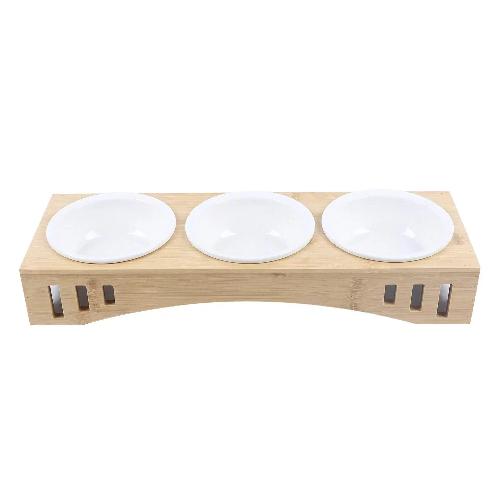 Futterstation Katzennäpf Hundenäpf Set 3er Futternapf Keramik 400ml mit Ständer für kleine Hunde