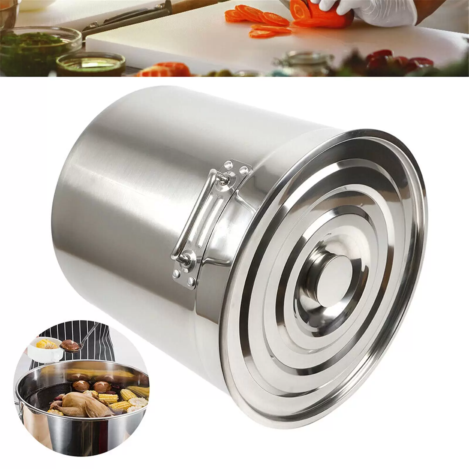 CNCEST 50 Liter Gastronomie Kochtopf Suppentopf Mit Edelstahl Deckel
