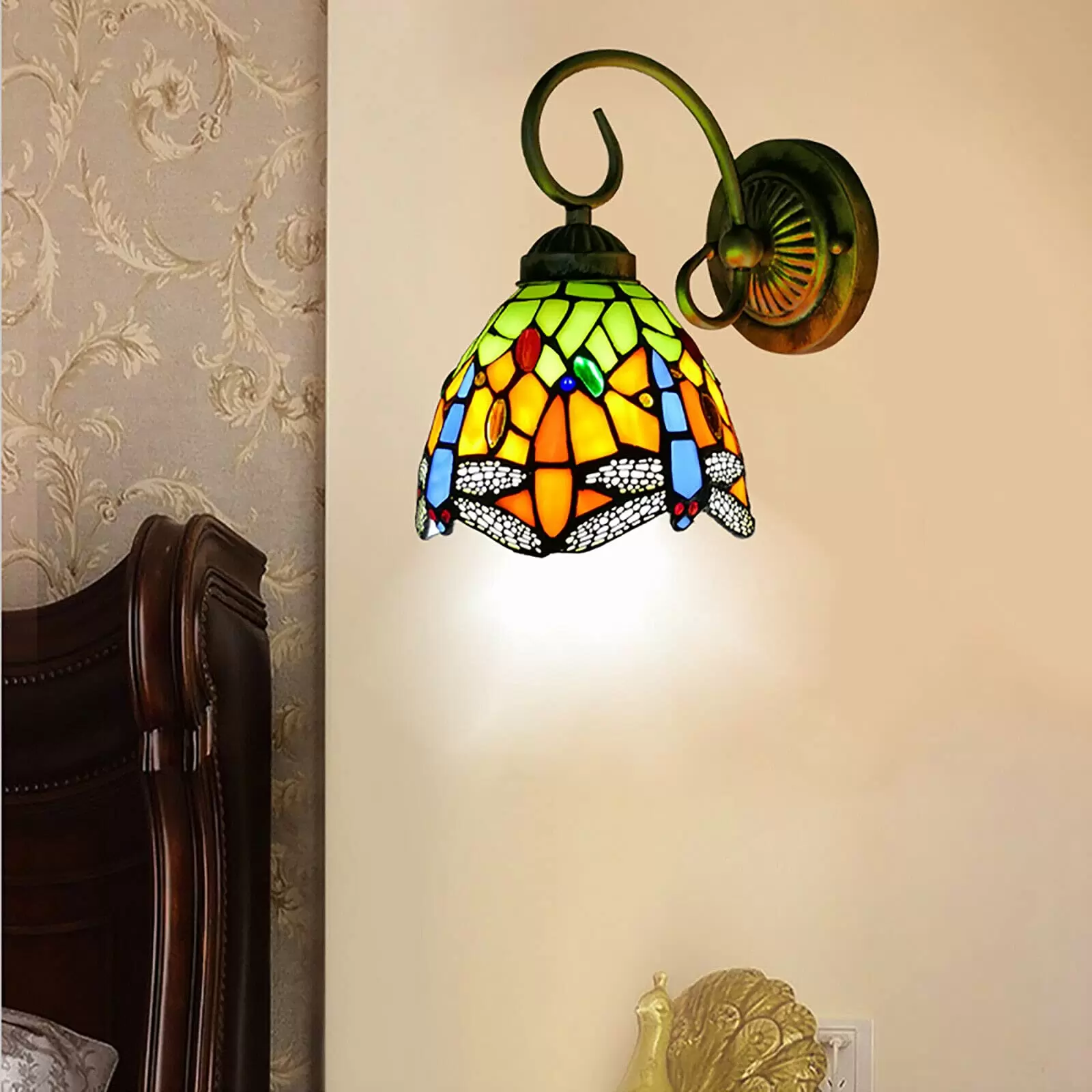 Wandleuchte LED Wandleuchten Buntglas Korridor Licht Libelle Spiegel Frontleuchte
