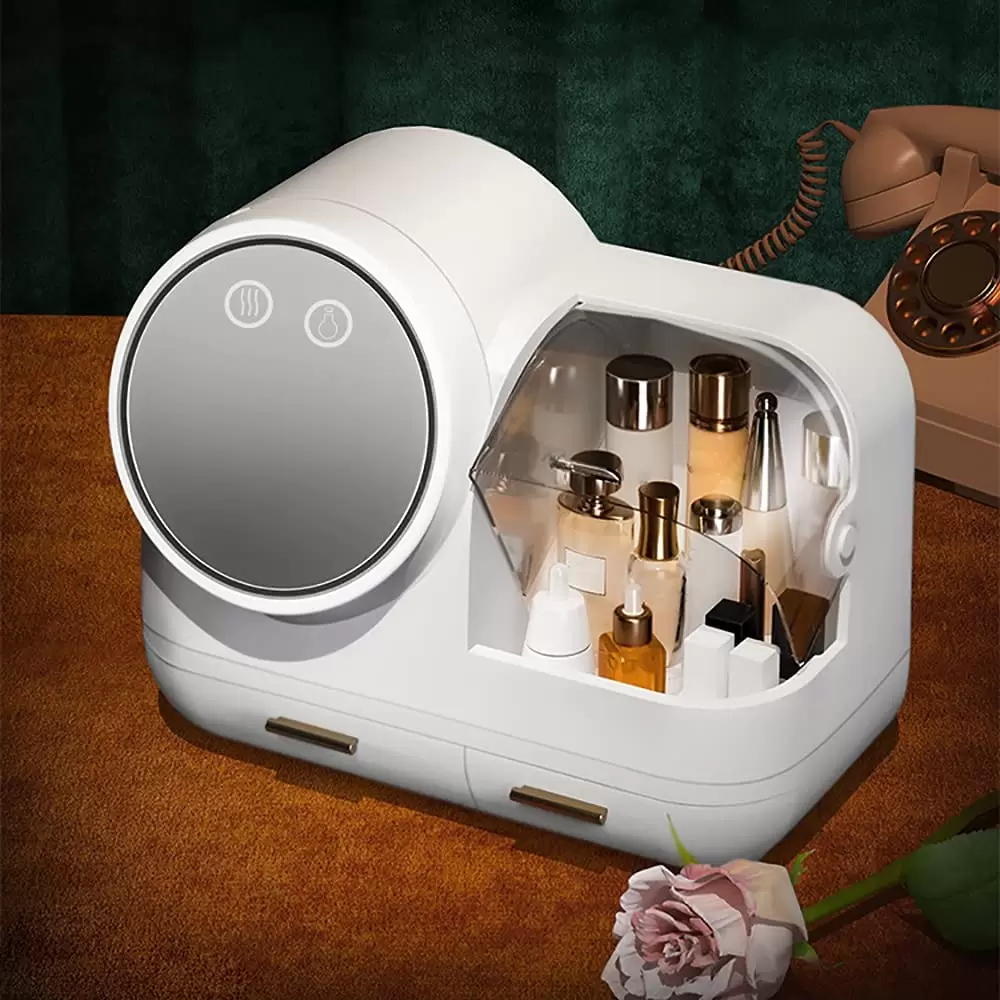 (Rosa/weiß/Grün) Make up Organizer mit LED-Licht-Aufbewahrungsbox für Kosmetik- Spiegel-schwenkbar (Rosa/weiß/Grün) Make up Organizer mit LED-Licht-Aufbewahrungsbox für Kosmetik- Spiegel-schwenkbar