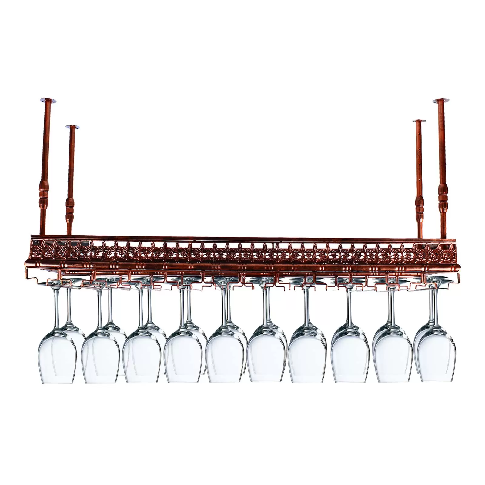 Retro Metalldecke Hängender Weinglashalter Verstellbare Höhe 120 x 35 cm Fasst 48 Tassen Gläser