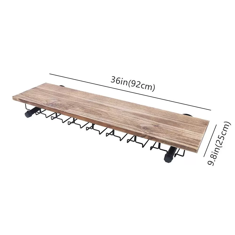 Kitchen Bar Wandregal Weinregal Flaschenhalter Weinglas Kleiderbügel 8Pack Stemware Aufhänger Eisen+Holz