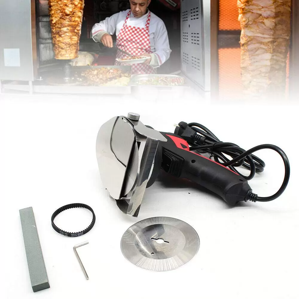 80W 3000 U/min Elektrisches Dönermesser Einstellbare Schnittdicke Grillschneiden Edelstahl Kebab Slicer mit runde Klinge
