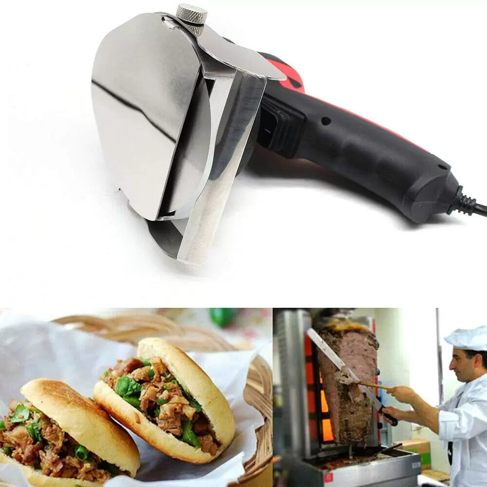 80W 3000 U/min Elektrisches Dönermesser Einstellbare Schnittdicke Grillschneiden Edelstahl Kebab Slicer mit runde Klinge 80W 3000 U/min Elektrisches Dönermesser Einstellbare Schnittdicke Grillschneiden Edelstahl Kebab Slicer mit runde Klinge