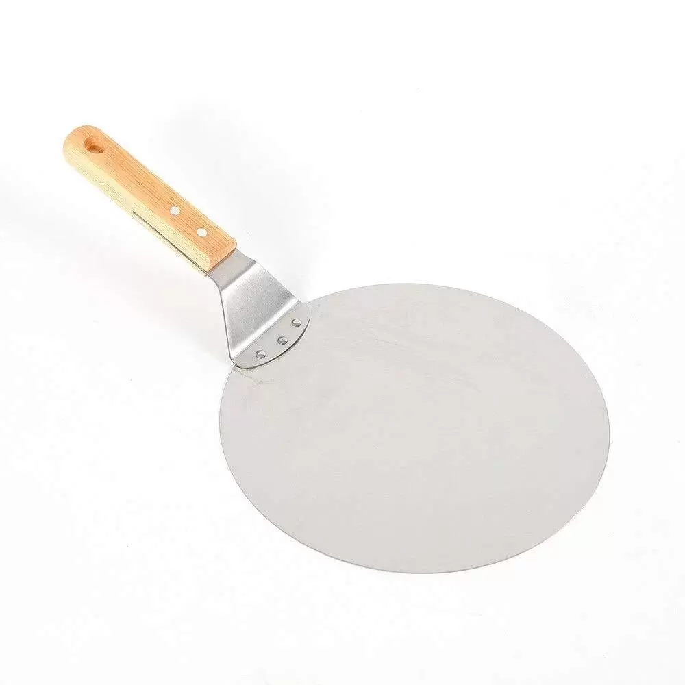 CNCEST Pizzaschieber Runde Edelstahl Pizzaschaufel mit Holzgriff zum Backen CNCEST Pizzaschieber Runde Edelstahl Pizzaschaufel mit Holzgriff zum Backen